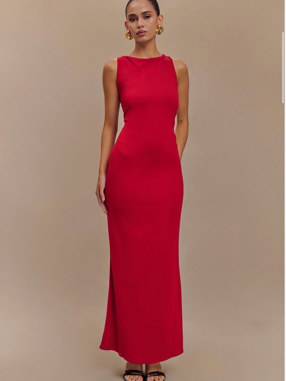 Meshki Red Sleeveless Maxi Gown